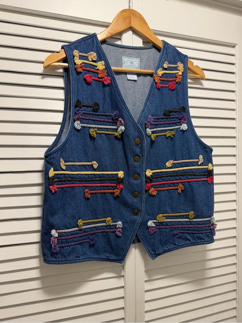 Susan Bristol Light Denim Vest with Red Stitch Detail - Picture 2 of 9